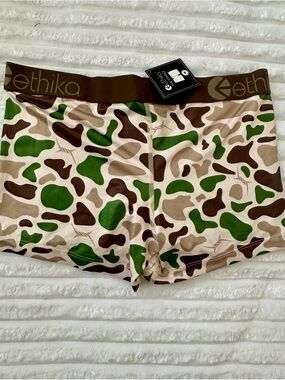 ethika Women's Brown & Green Stay Country Nashville Camo Bike Shorts